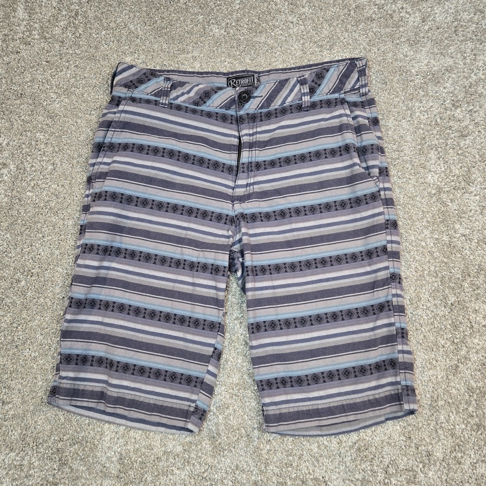 Retrofit Brand Mfg Aztec Shorts Mens 34 Gray Black Multi